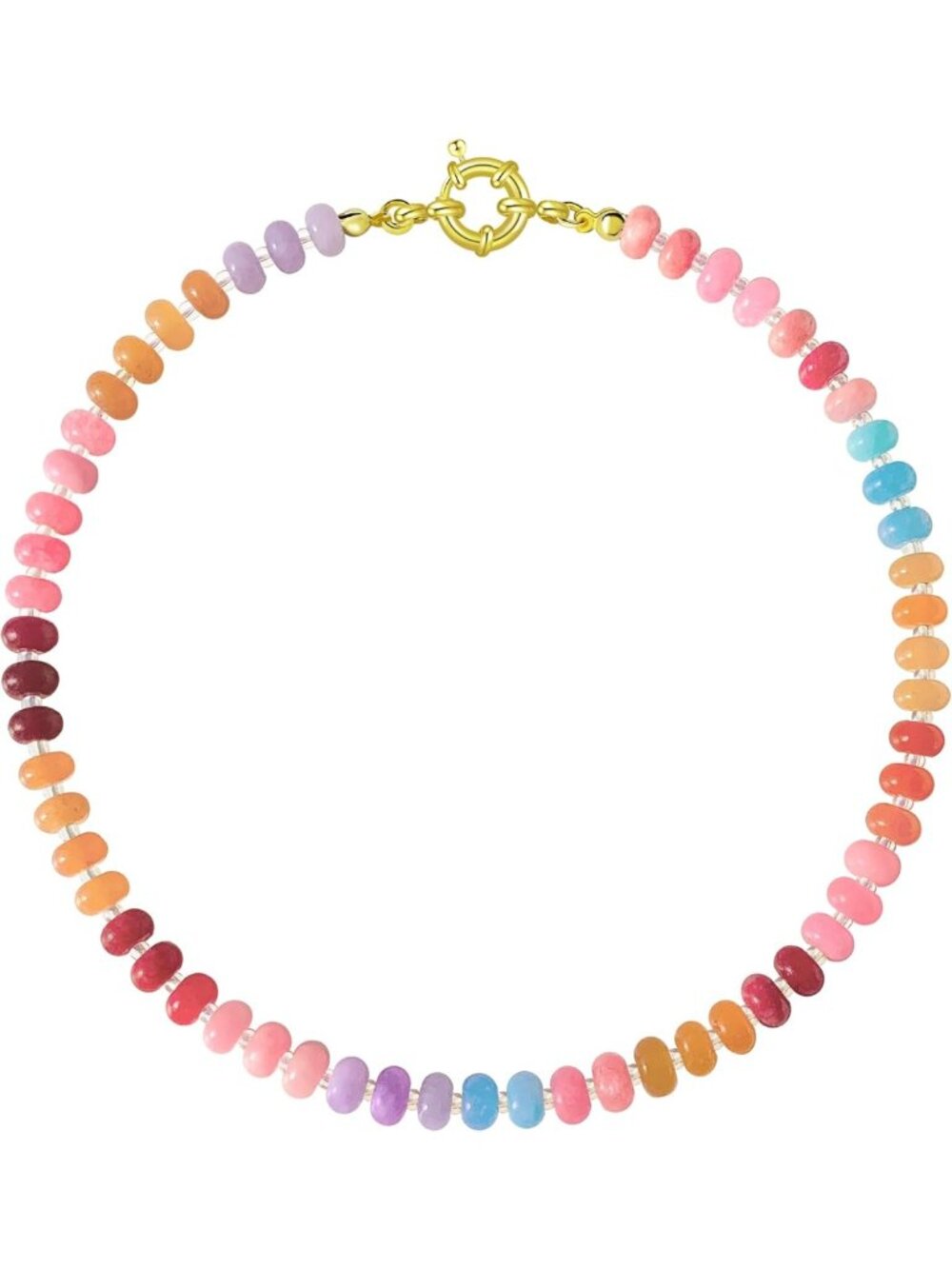 Vibrant Gemstone Beaded Choker Necklace for Women | Boho Chic Jewelry